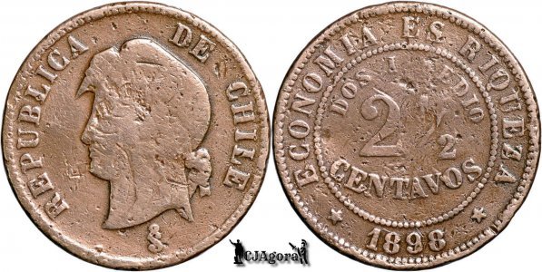 1898, 2½ Centavos - Chile