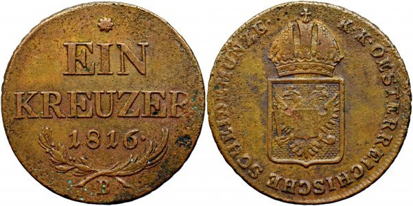 1816 B (Kremnica), 1 kreuzer - Francis II - Habsburg Empire