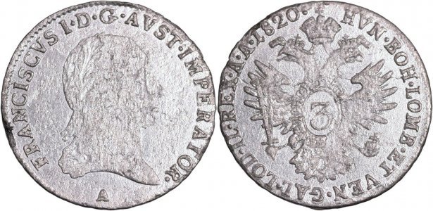 1820 - A - 3 kreuzer - Francis II - Austrian Empire