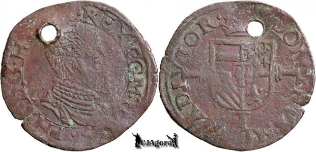 1575, Dubbele Korte (4 Mijten) - Filip al II-lea (cel Prudent) - Comitatul Flandra - Țările de Jos Spaniole