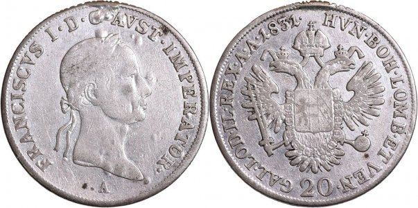 1831 - A - 20 kreuzer - Francis II - Austrian Empire