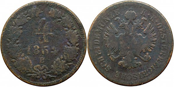 1864 B (Kremnica), 4 kreuzer - Franz Joseph - Imperiul Habsburgic