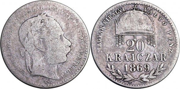 1869 - KB - 20 krajczár - Franz Joseph I - Imperiul Austro-Ungar