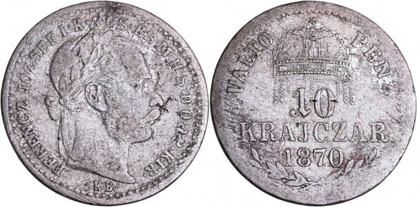 1870 - KB - 10 krajczár - Franz Joseph I - Imperiul Austro-Ungar