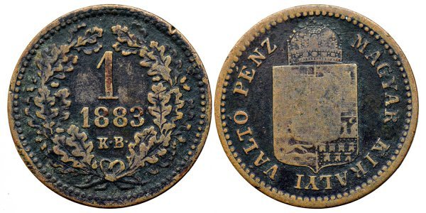 1883 KB, 1 krajczár - Franz Joseph - Ungaria