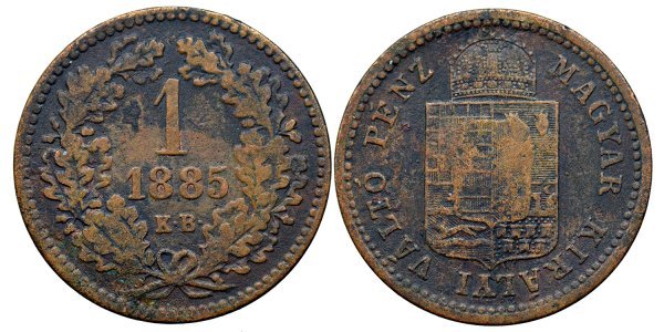 1885 KB, 1 krajczár - Franz Joseph - Ungaria