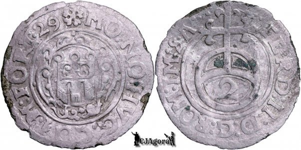 1629, 2 Kreuzer - Hugo al XVIII-lea - Comitatul Montfort | KM 27 | fără