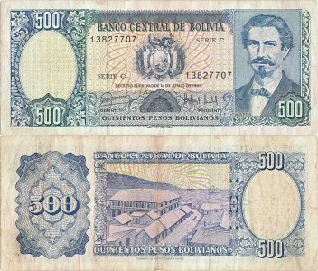 1981 (1 Iunie), 500 Pesos Bolivianos (P-166a) - Bolivia