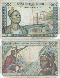 1970, 10.000 francs (P-15f) - Mali