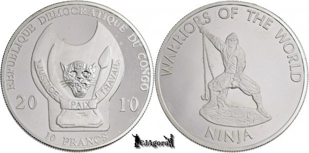 2010, 10 Francs - Warriors of the World - Ninja Warrior - Congo Democratic Republic