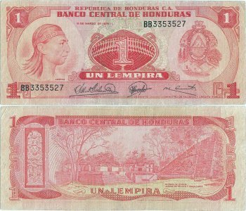1974 (11 March), 1 lempira (P-58) - Honduras