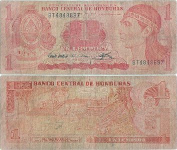 1992 (10 September), 1 lempira (P-71) - Honduras