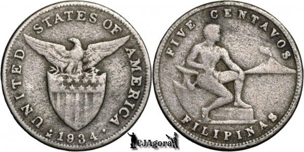 1934 M 5 Centavos - Philippines