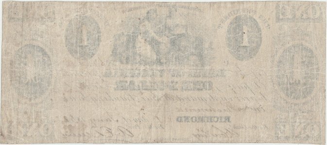 1862, 1 Dollar (VA-200-G62) - Bank of Virginia - Richmond, Virginia - SUA