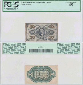 1863 (Martie 3), 10 Cents (P-108e) - Fractional Currency - SUA - PCGS 45