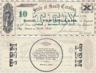 1872 (March 2), 10 Dollars (P-S3319) - Columbia, South Carolina - USA