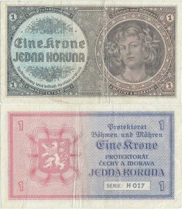 1940, 1 koruna (P-3a) - Protectoratul Boemiei și Moraviei