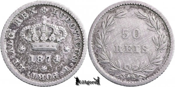 1874, 50 Réis - Luís I - Regatul Portugaliei | KM 506