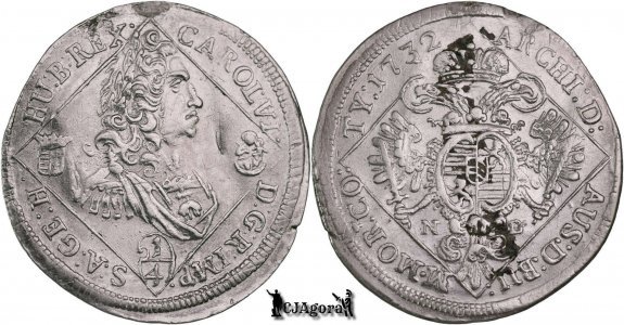 1732 NB, ¼ Tallér - Carol al III-lea - Regatul Ungariei | KM 305