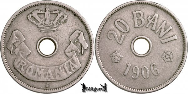 1906 J, 20 Bani - Carol I - Regatul României | KM 33