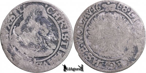 1668 CB, 3 Kreuzer - Cristian - Duchy of Liegnitz-Brieg - Duchies of Silesia - Kingdom of Bohemia | KM 500