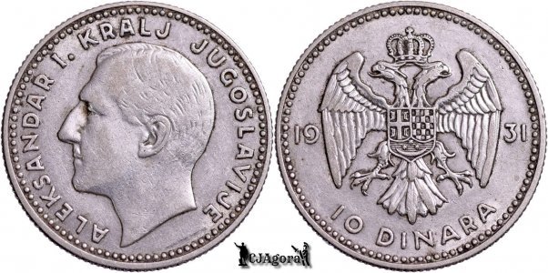 1931, 10 Dinara - Alexandru I - Regatul Iugoslaviei | Londra | KM 10