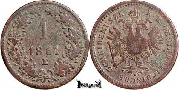 1861 E, 1 Kreuzer - Franz Joseph I - Austrian Empire | KM 2186