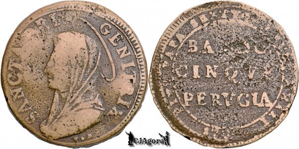1797-1798, 5 Baiocchi - Papa Pius al VI-lea - Perugia - Statele Papale