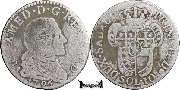 1796, 10 Soldi - Victor Amadeus al III-lea - Ducatul de Savoia | KM 92