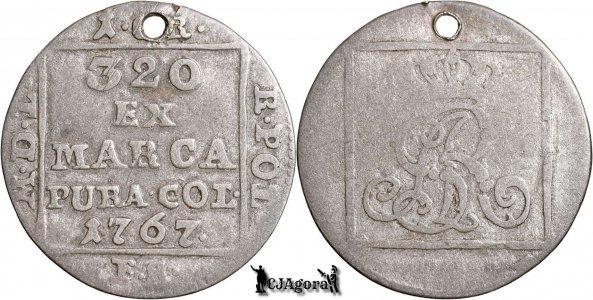 1767 FS, Grosz Srebrny Koronny - Stanisław August Poniatowski - Varşovia - Kingdom of Poland and the Grand Duchy of Lithuania